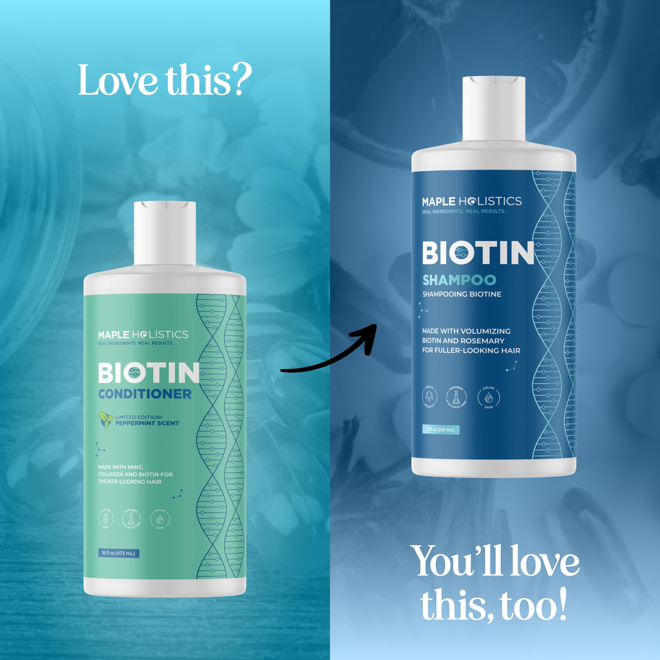 Cabello fino tras uso del acondicionador Biotina, apariencia más voluminosa.