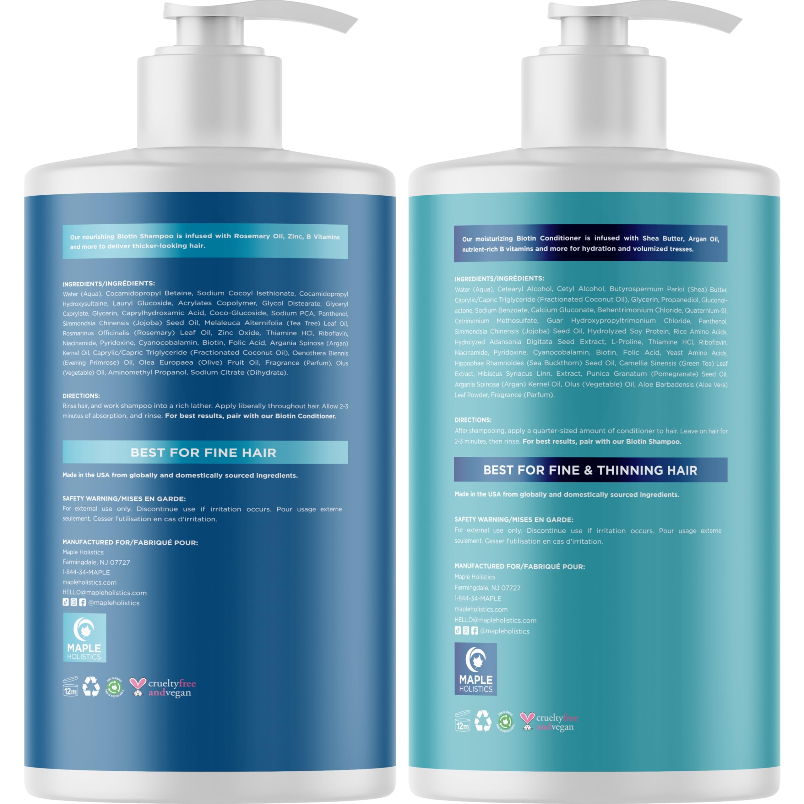 Maple Holistics Rosemary Biotin Champú-Seguro para color, mantiene tono.