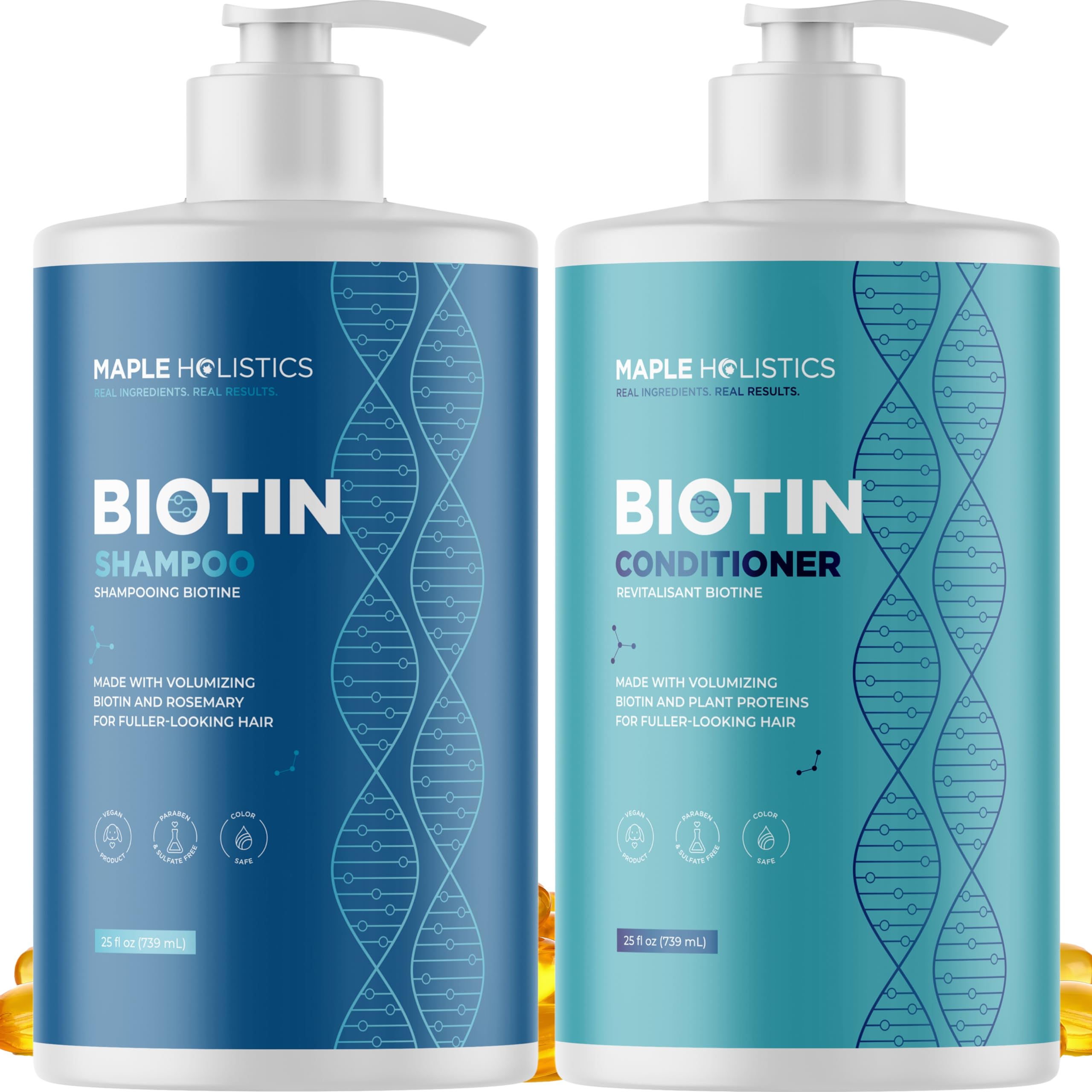 Maple Holistics Rosemary Biotin Champú-Volumen Botella, realce de volumen para cabello fino.