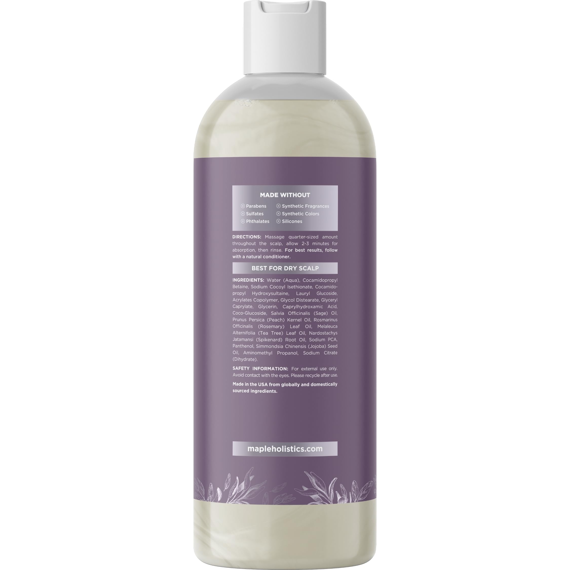 Maple Holistics champú con aceites esenciales, cuidado suave del cuero cabelludo