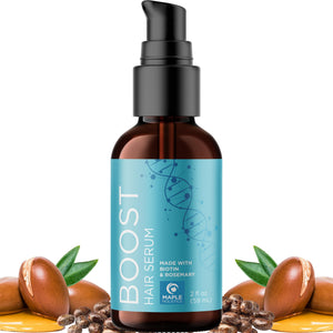 Maple Holistics suero biotina cafeina en botella para cabello