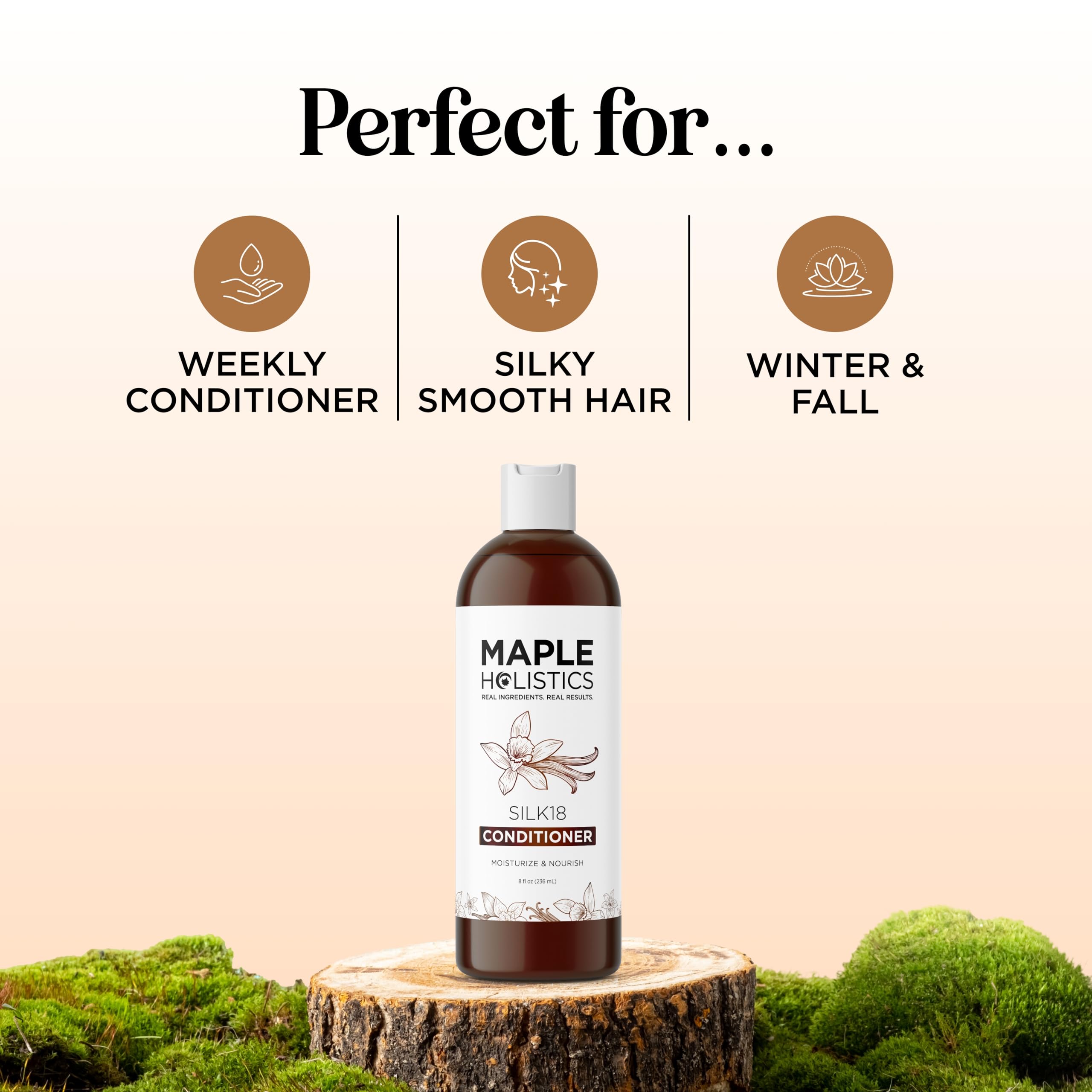 Maple Holistics Silk18 Acondicionador: textura suave con manteca de karité para hidratación profunda