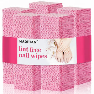 MAQIHAN 600: toallitas sin pelusa para uñas rosa, acabado limpio.