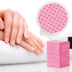 MAQIHAN toallitas sin pelusa rosas para remover esmalte con acetona.