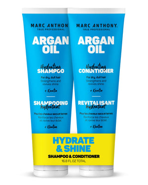 Marc Anthony Aceite de argán champú botella: hidratación profunda para cabello seco.