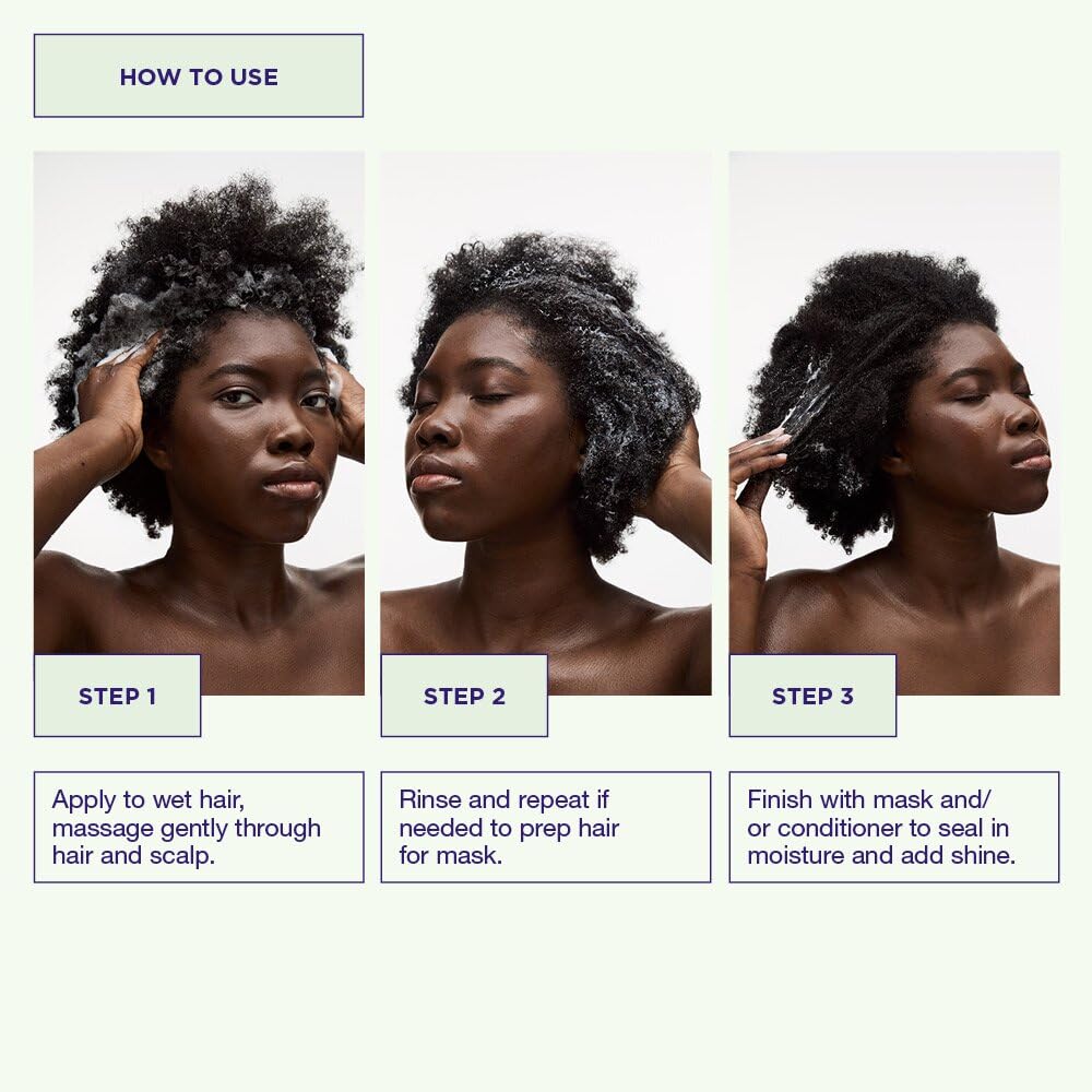 Aplicación suave de Maria Nila Champú para cabello dañado.