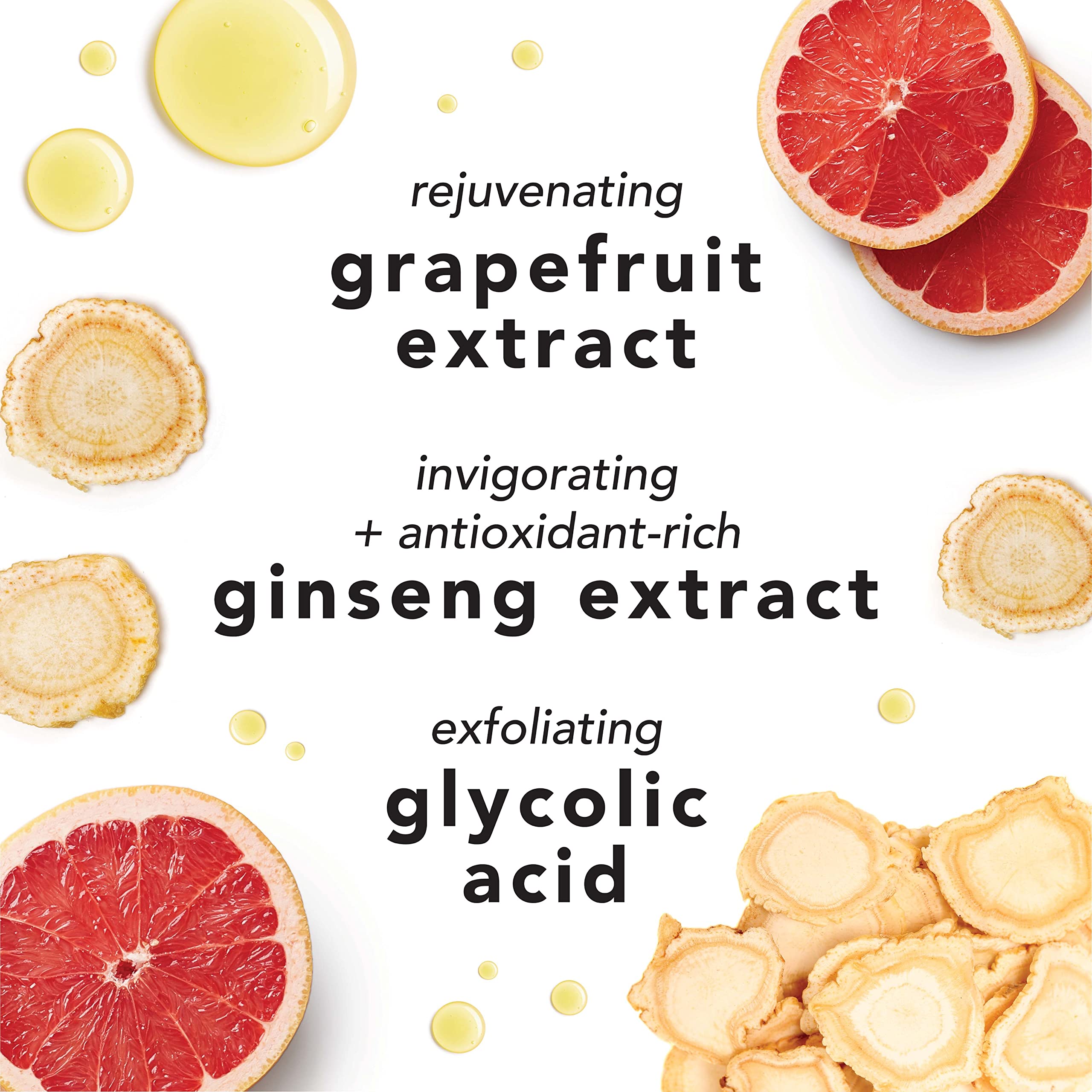 Enzimas de fruta y glicólico exfolian para un tono más uniforme en la piel.