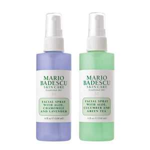 Mario Badescu bruma facial te verde lavanda, para uso diario y frescura.