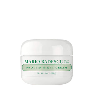 Mario Badescu crema nocturna de proteínas con textura cremosa para hidratación nocturna.