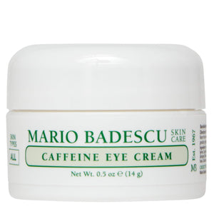 Mario Badescu crema de ojos cafeína 15 ml, envase compacto para hidratación diaria.