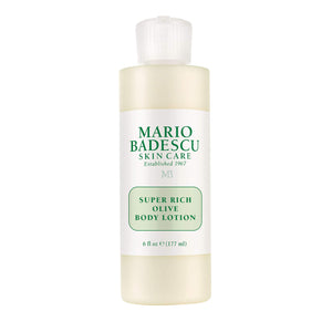 Loción corporal de Mario Badescu con aceite de oliva para hidratación diaria.