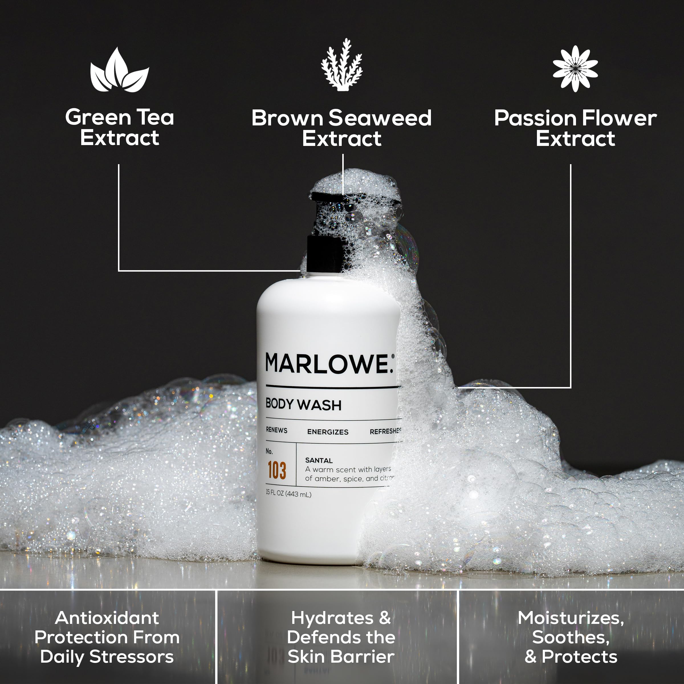 MARLOWE No.103 bano corporal, espuma cremosa para limpieza suave y revitalizante.