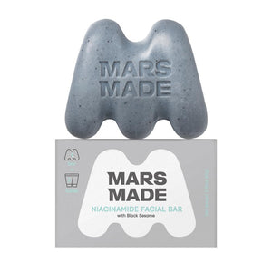 Mars Made barra facial Niacinamida con sésamo negro, nutrición suave para pieles diversas.