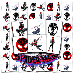 Tatuajes temporales Marvel Spiderverse, set de 72, perfectos para fiestas y recuerdos.