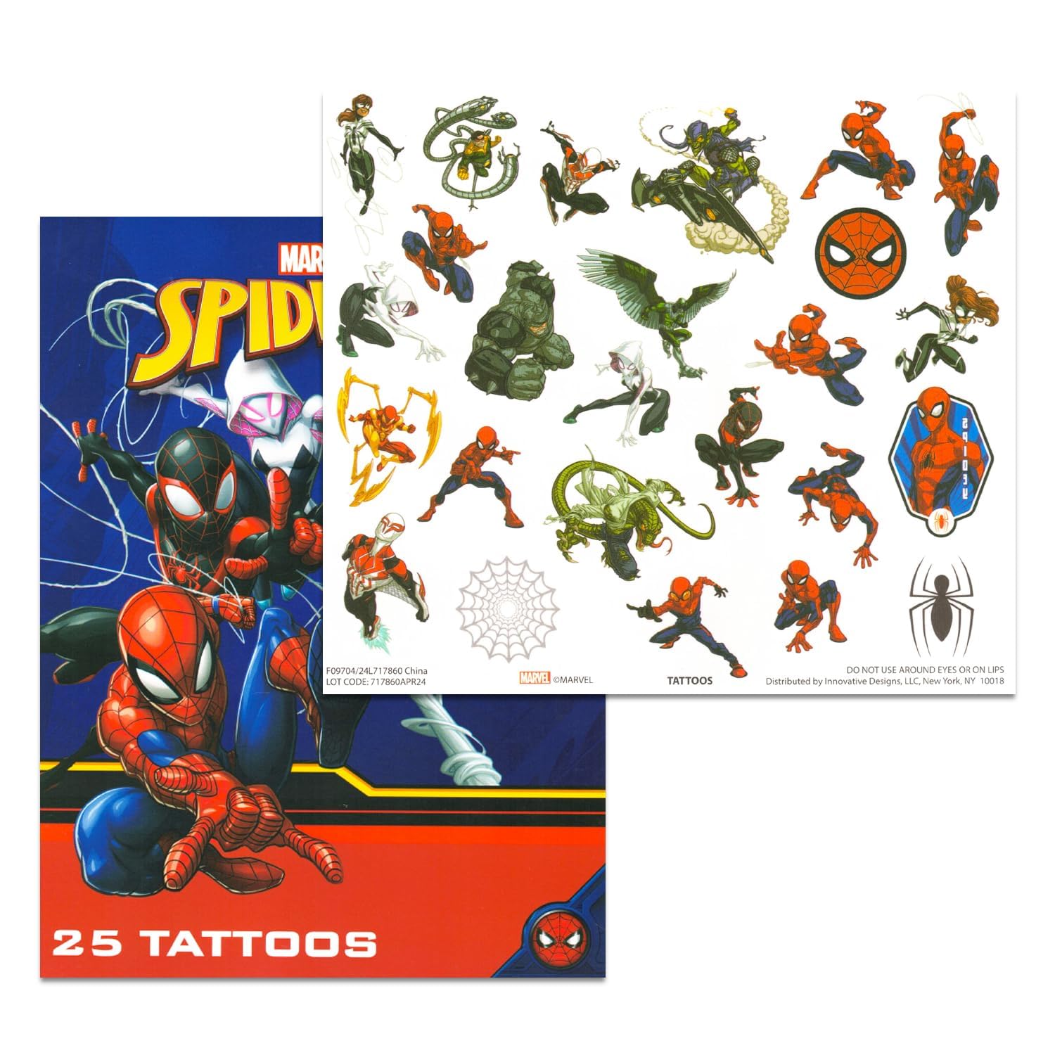 Regalos para fiestas o canastas de Pascua con tatuajes temporales Marvel.