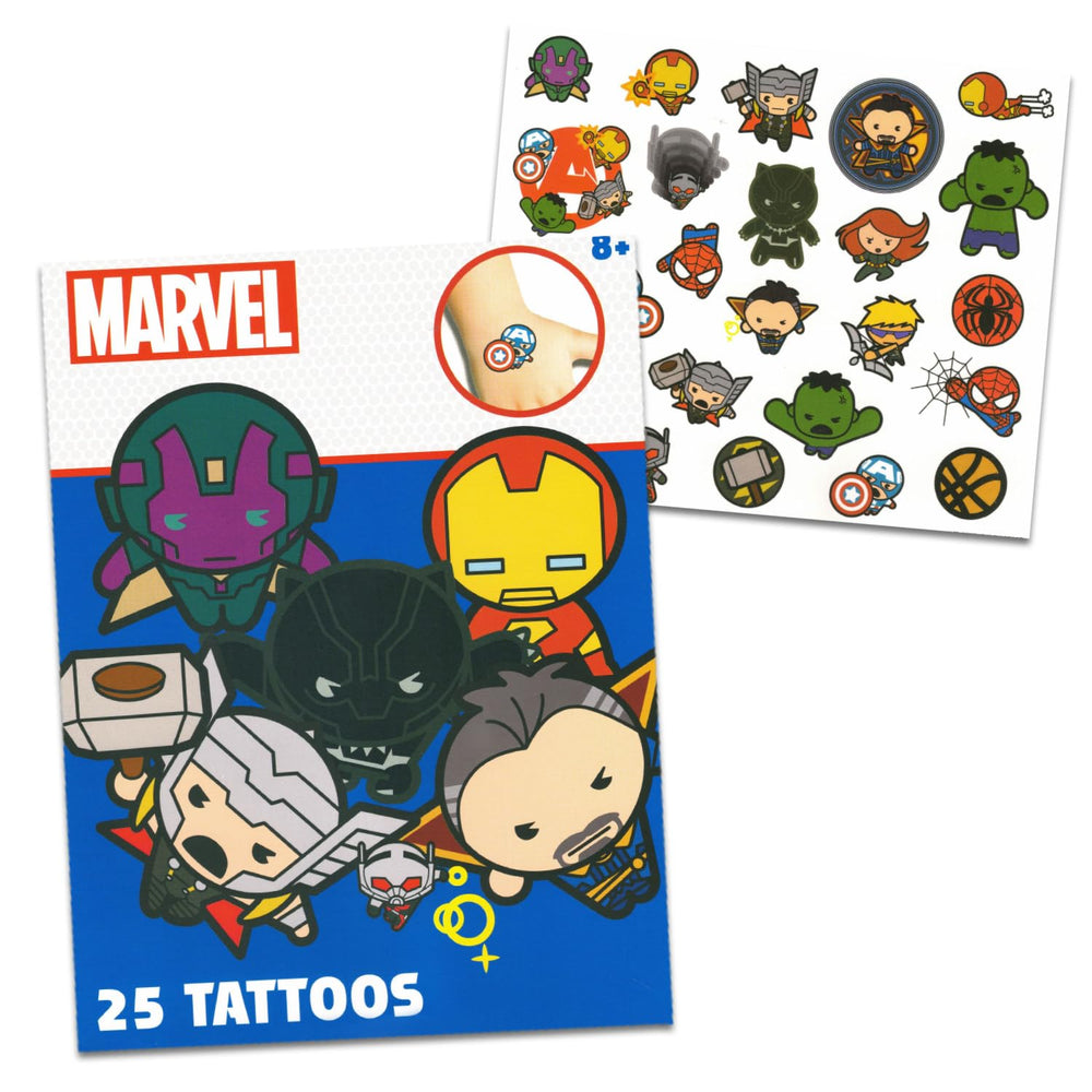 Tatuajes Marvel Ultimate seguros y no tóxicos para edades 8+.