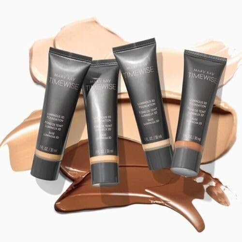 Empaque elegante de Mary Kay TimeWise Luminous 3D Foundation para uso diario.