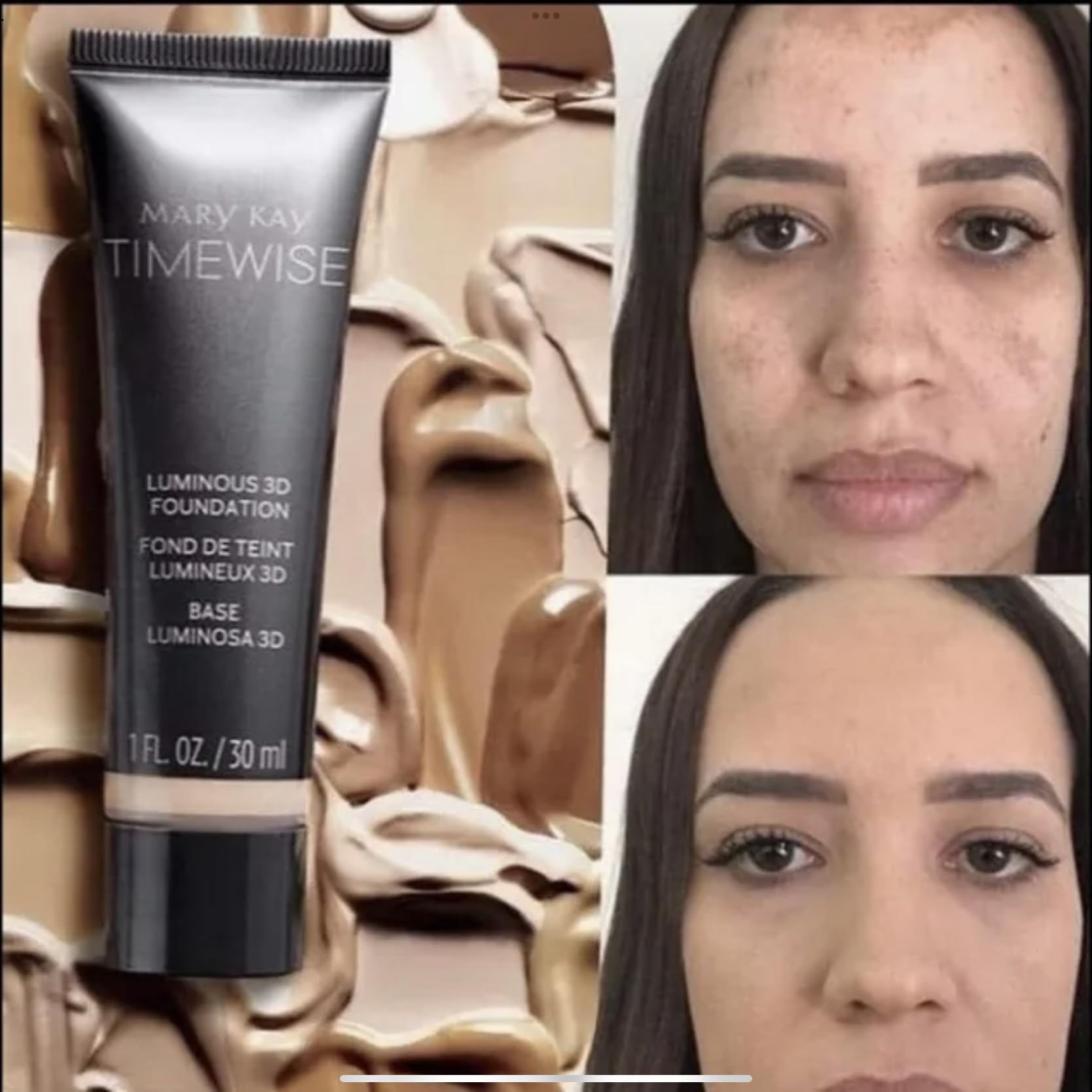 Textura ligera de Mary Kay TimeWise Luminous 3D Foundation que se funde con la piel.
