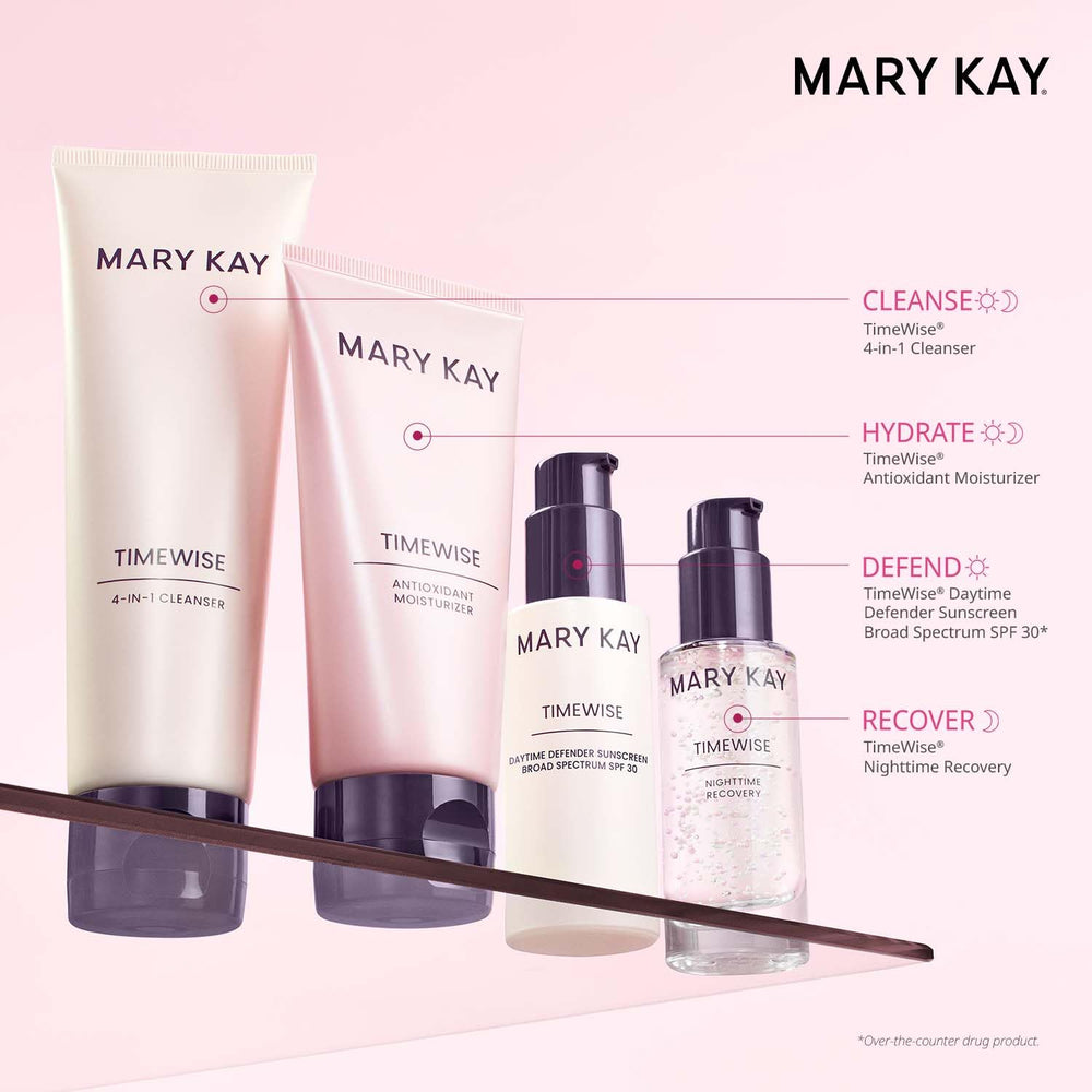 Mary Kay TimeWise Miracle Set textura radiancia: piel más suave y luminosa durante el día.