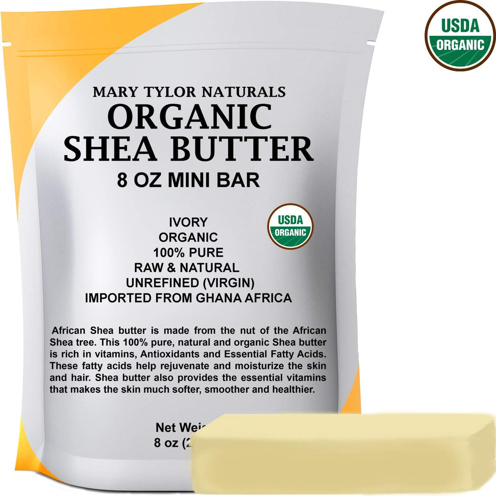 Mary Tylor Naturals Manteca karité orgánica, textura cremosa, ideal para humectar piel y cabello.