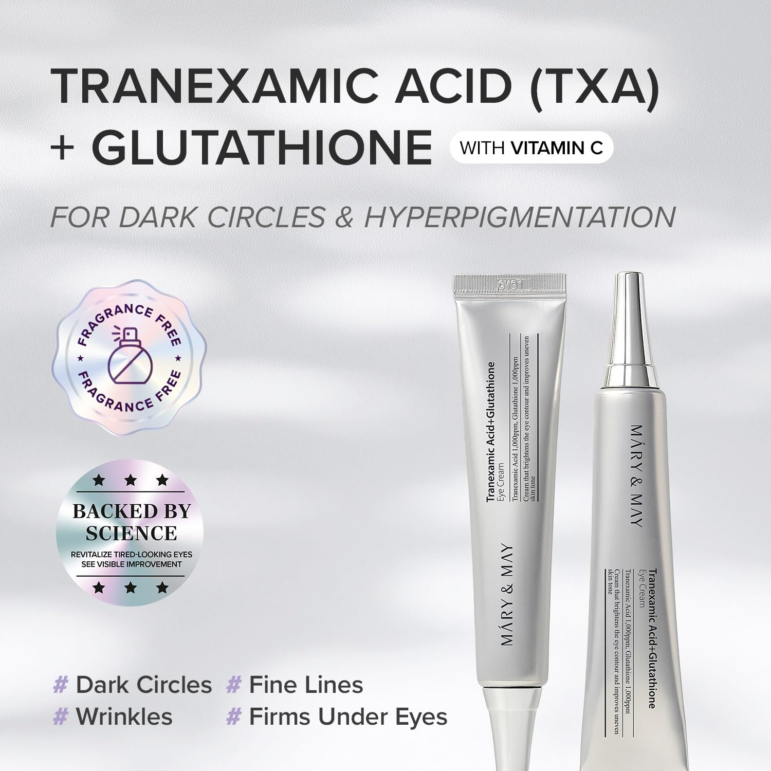 Mary&May Conjunto crema ojos tranexamico-glutation 1000ppm minis, tamaño portable