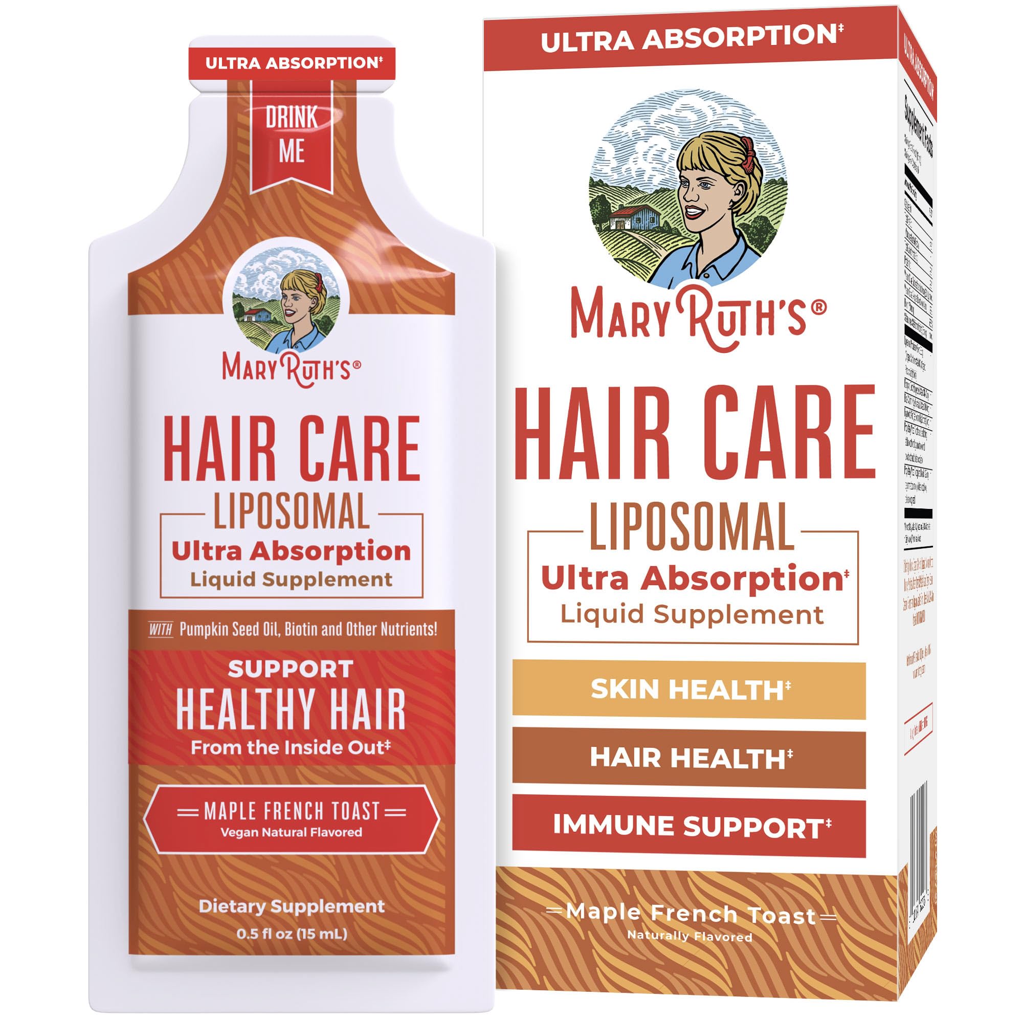 MARYRUTH'S Hair Care Liposomal muestra la botella para absorción liposomal eficiente.