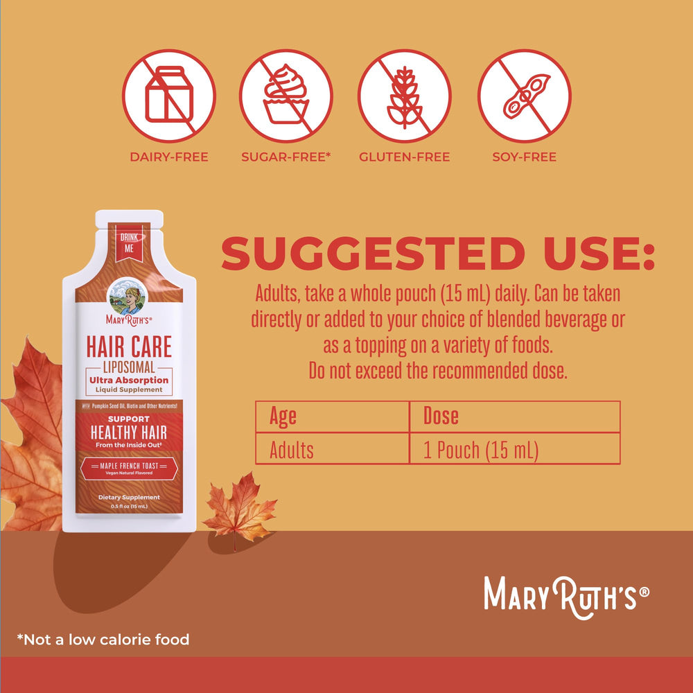 MARYRUTH'S Hair Growth Vitamins muestra sabor Maple French Toast para experiencia agradable.