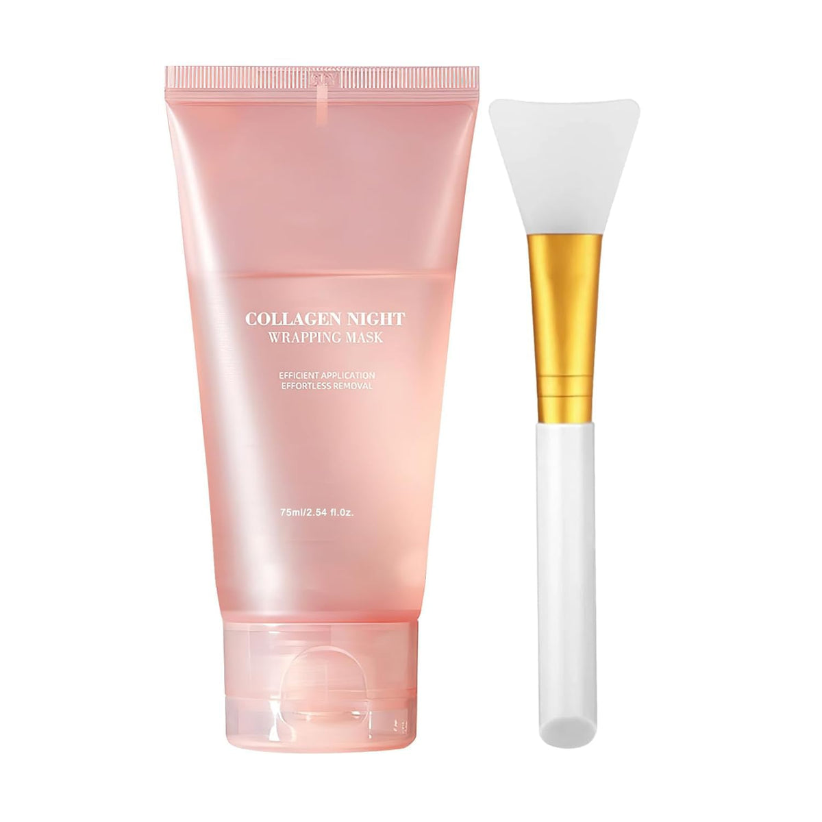 Mascarilla nocturna de colágeno con aplicador de gel para una aplicación uniforme.