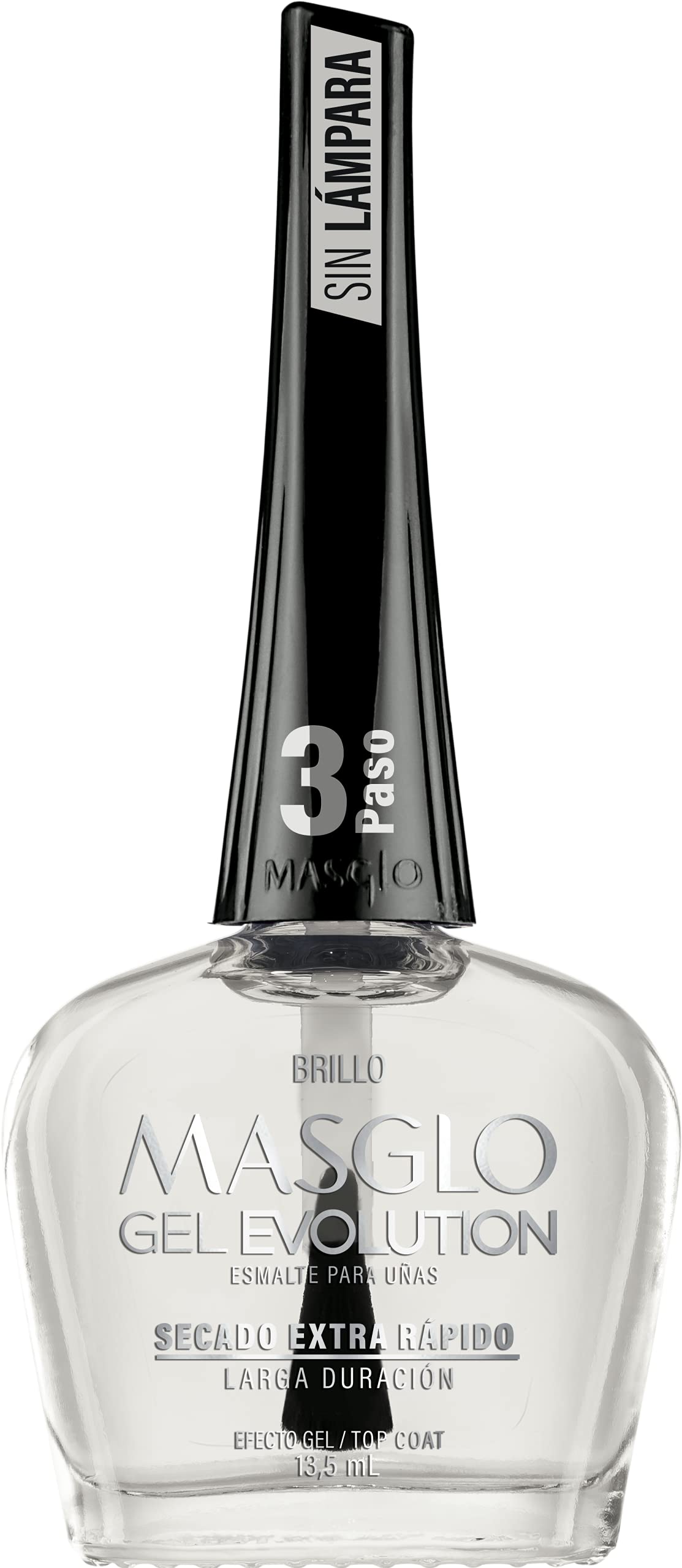 Masglo Gel Evolution, capa top para brillo intenso y sellado duradero.