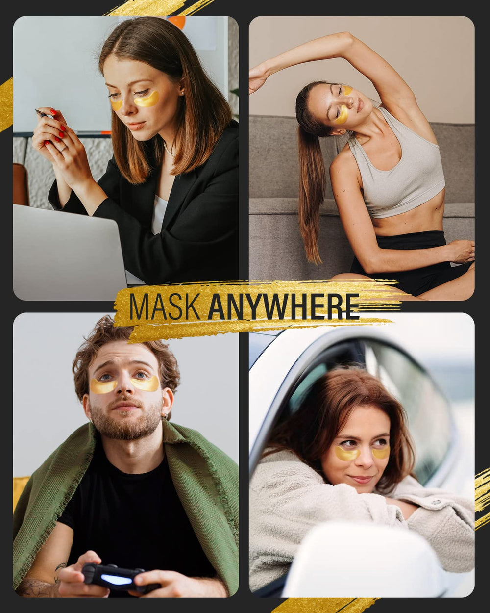 Maskiss parches ojos lujo 24k, experiencia de cuidado premium
