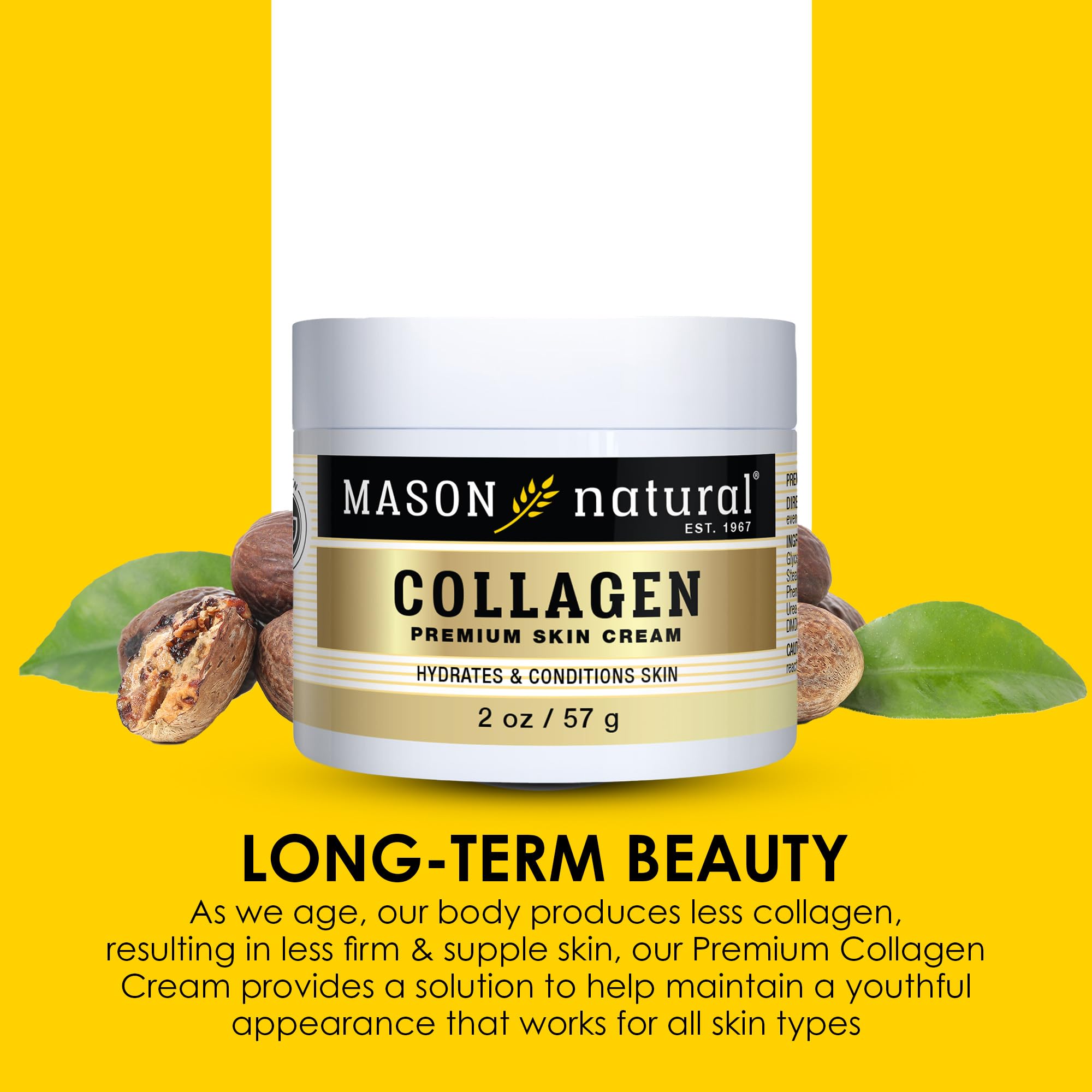 Etiqueta de ingredientes transparente de Mason Natural sin parabenos ni sulfatos.