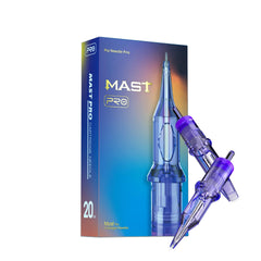 MAST TATTOO Mast Pro cartuchos 1009RL morados con cuerpo claro para limpieza rápida.