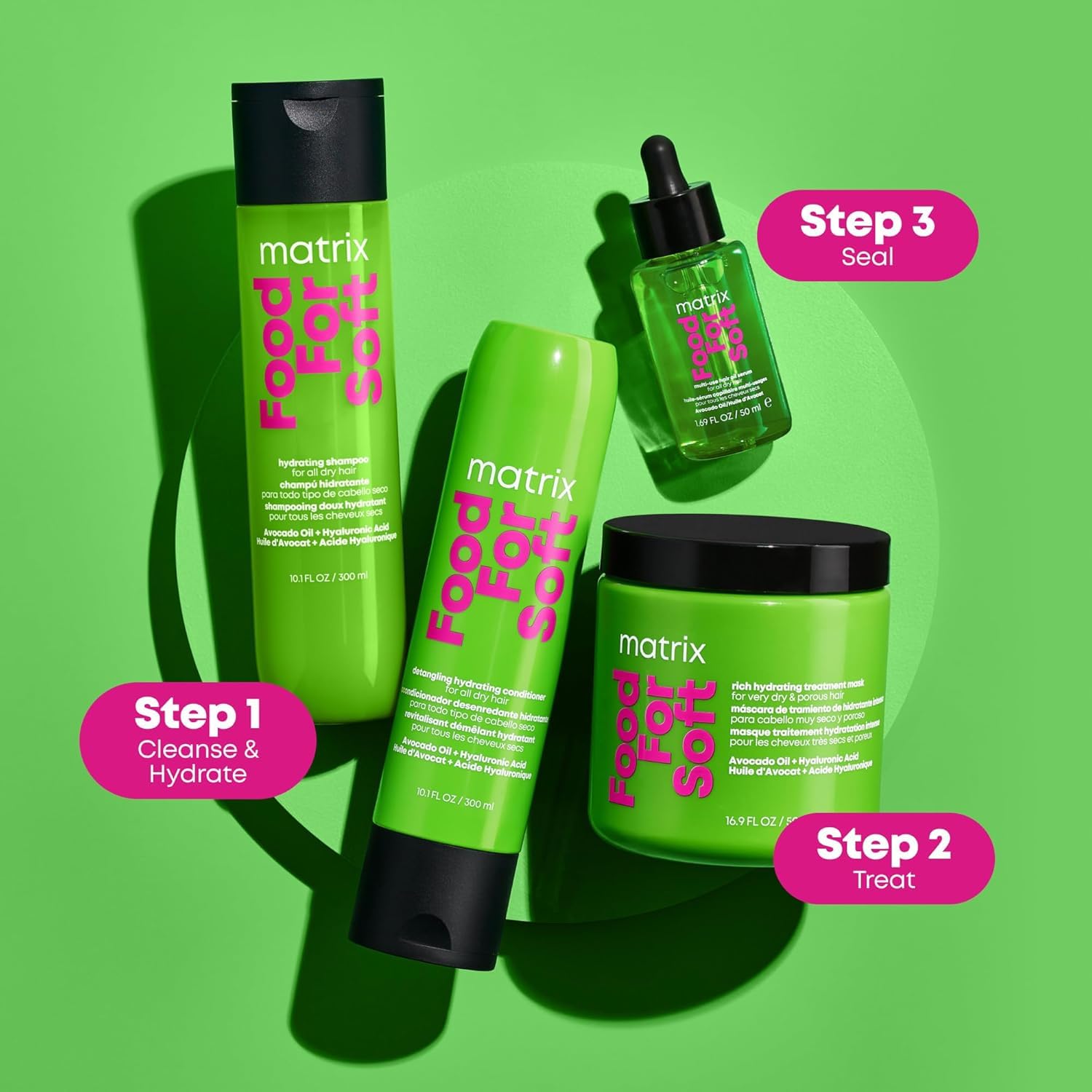 Matrix Food For Soft Máscara Hidratante, compatible con color para cabello teñido.