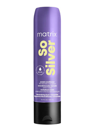 Matrix So Silver Condicionador, botella visible, tono morado suave para neutralizar tonos amarillos