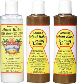 Maui Babe Browning Lotion 8 oz, botella bronceado intenso y duradero al sol