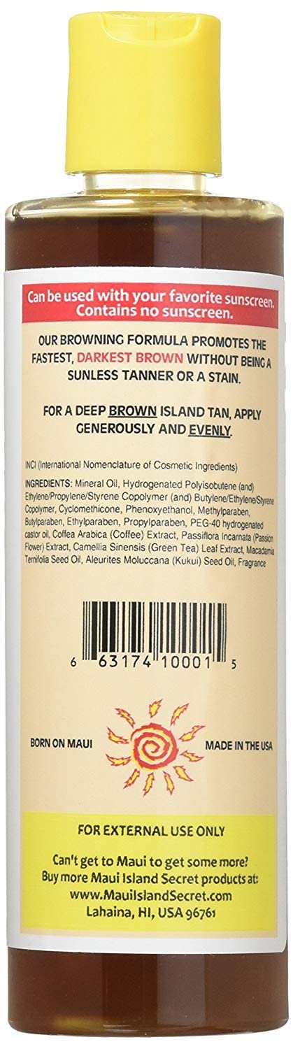 Aplicación fácil con Maui Island Secret para un bronceado uniforme y suave.