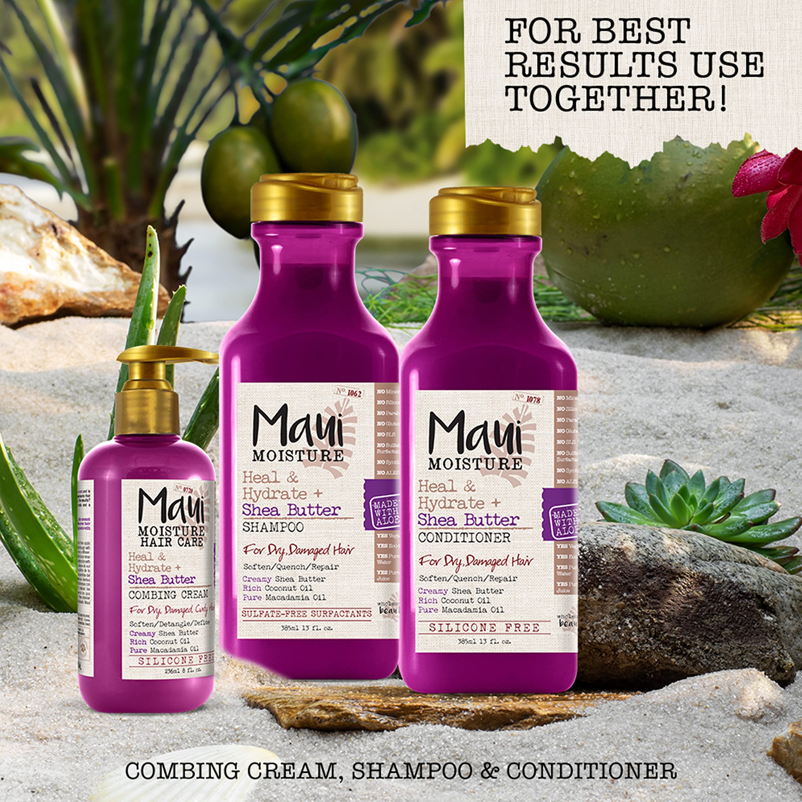 Fórmula vegana de Maui Moisture, libre de crueldad.