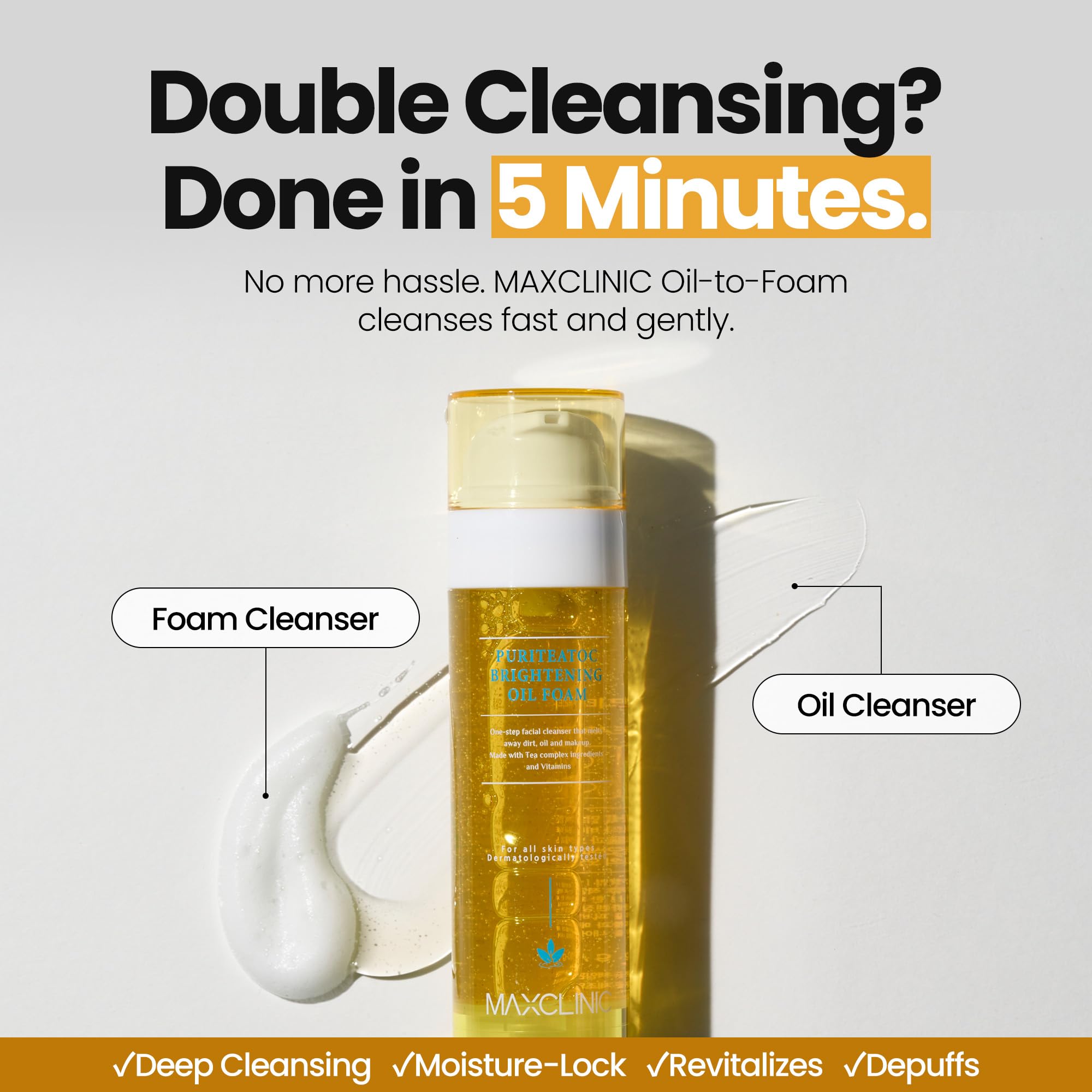 MAXCLINIC PuriteaToc: textura de aceite que se emulsiona en espuma.