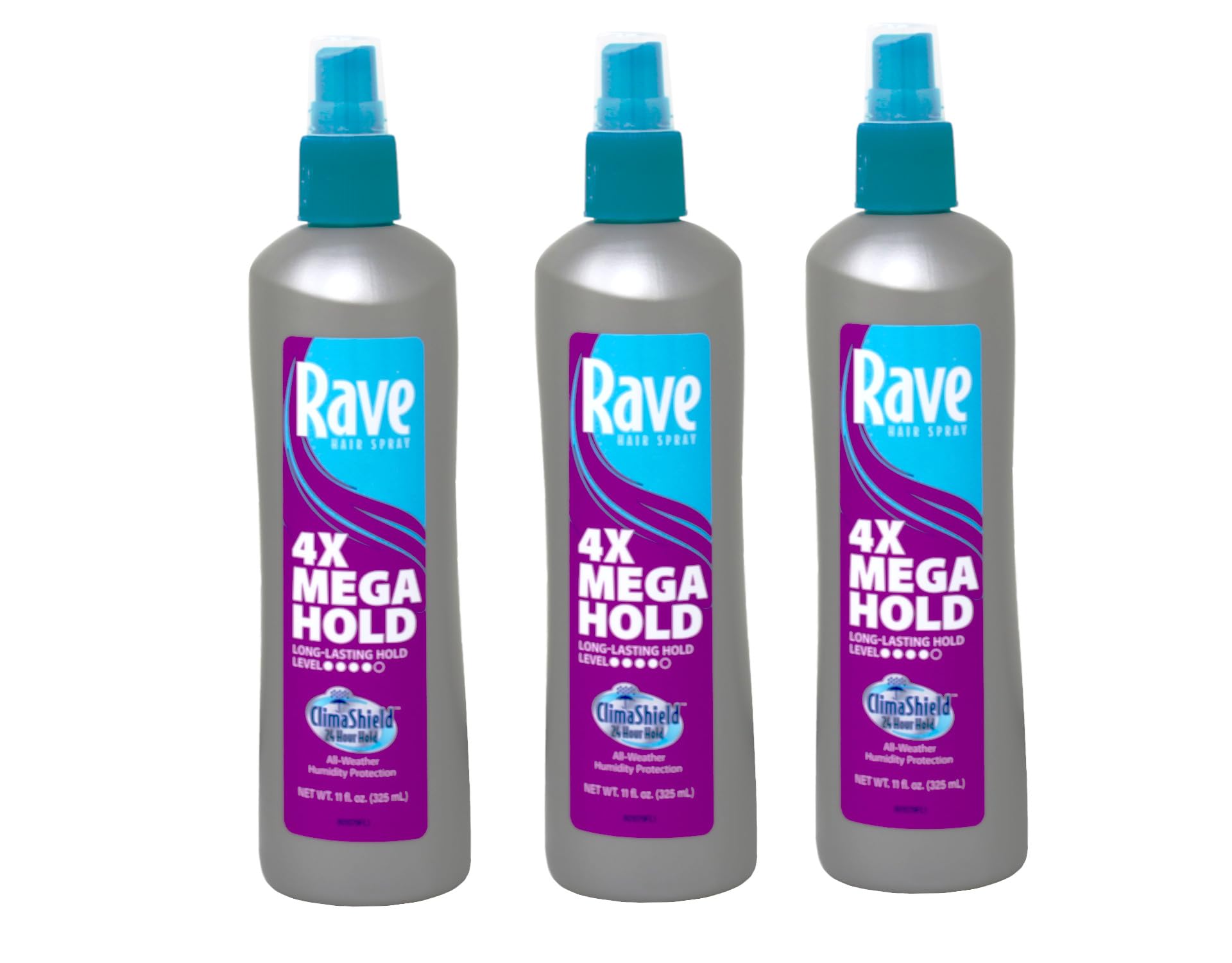 Maxtrv Rave 4X Mega Hairspray pack de 3 unidades para uso diario.