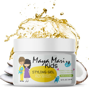 MAYA MARI gel para cabello de niños en bote, con coco para definición suave.