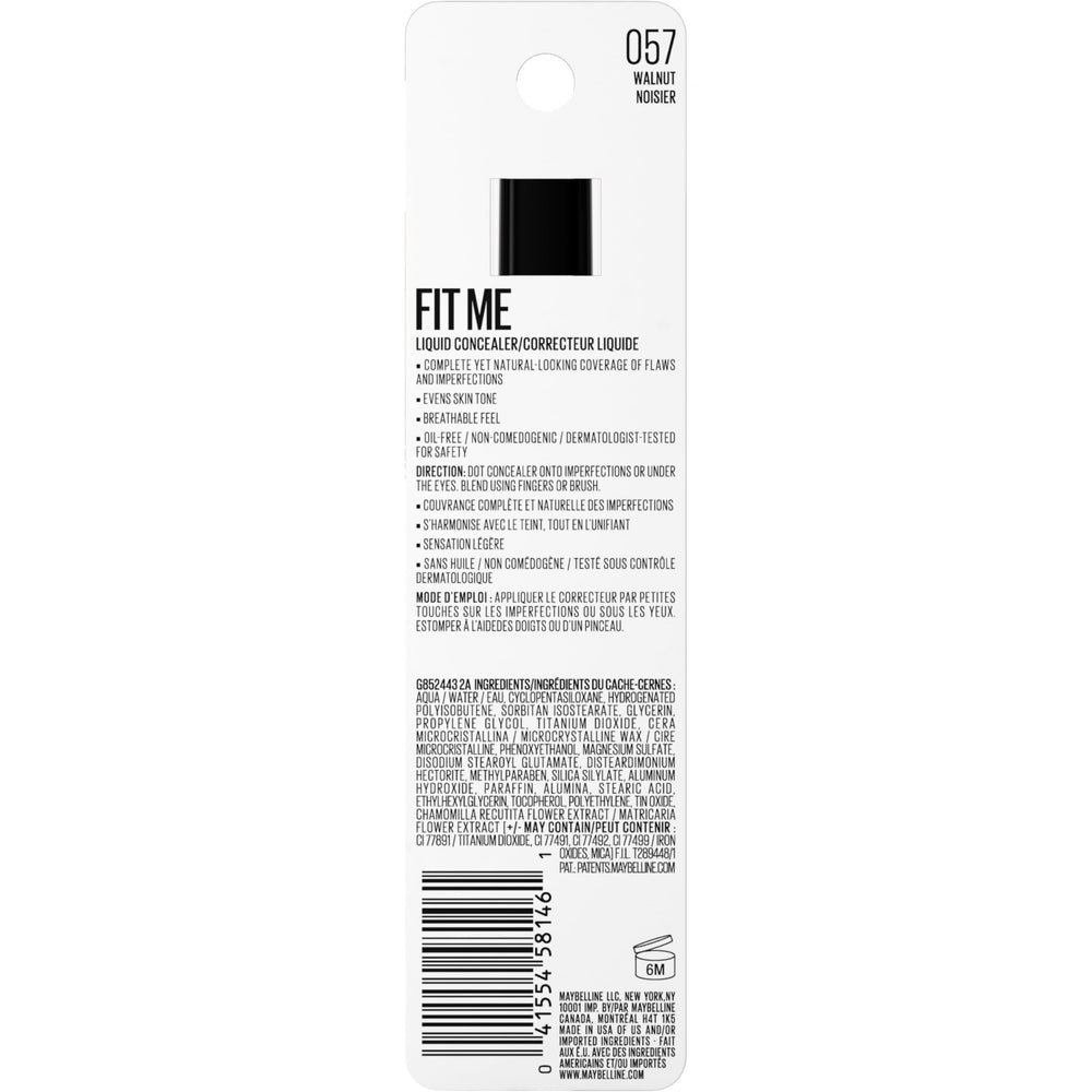 Maybelline Fit Me Concealer, duración ligera para retoques durante el día.