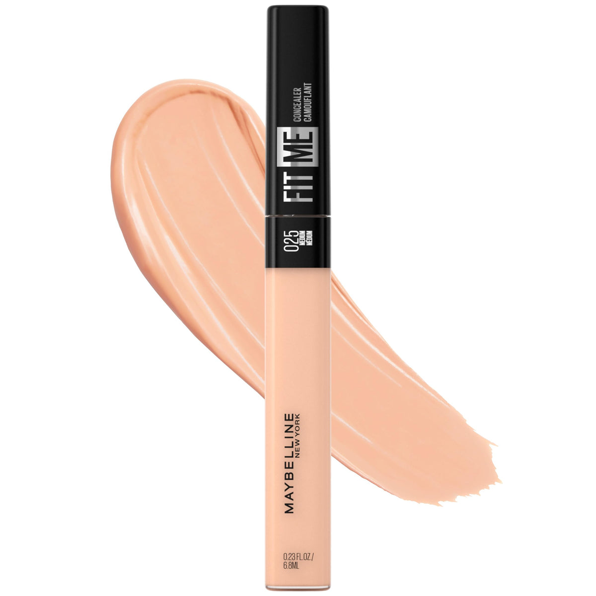 Corrector líquido MAYBELLINE, bote y aplicación suave para cobertura natural.