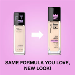 Maybelline Fit Me Dewy + Smooth textura ligera para aplicación suave y uniforme.