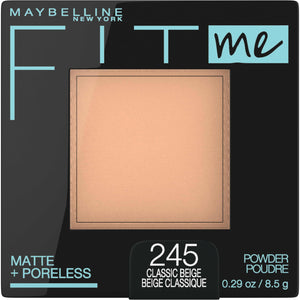 Maybelline Fit Me Polvo mate sin poros compacto: acabado natural y control de brillo.