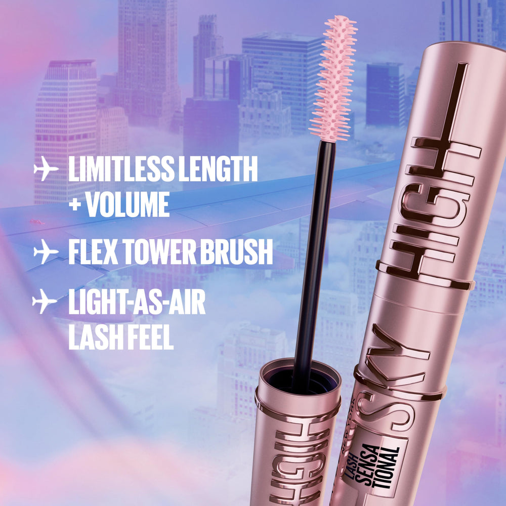 Maybelline Lash Sensational Sky High, fibras de bambú, aportan densidad y extensión visibles.
