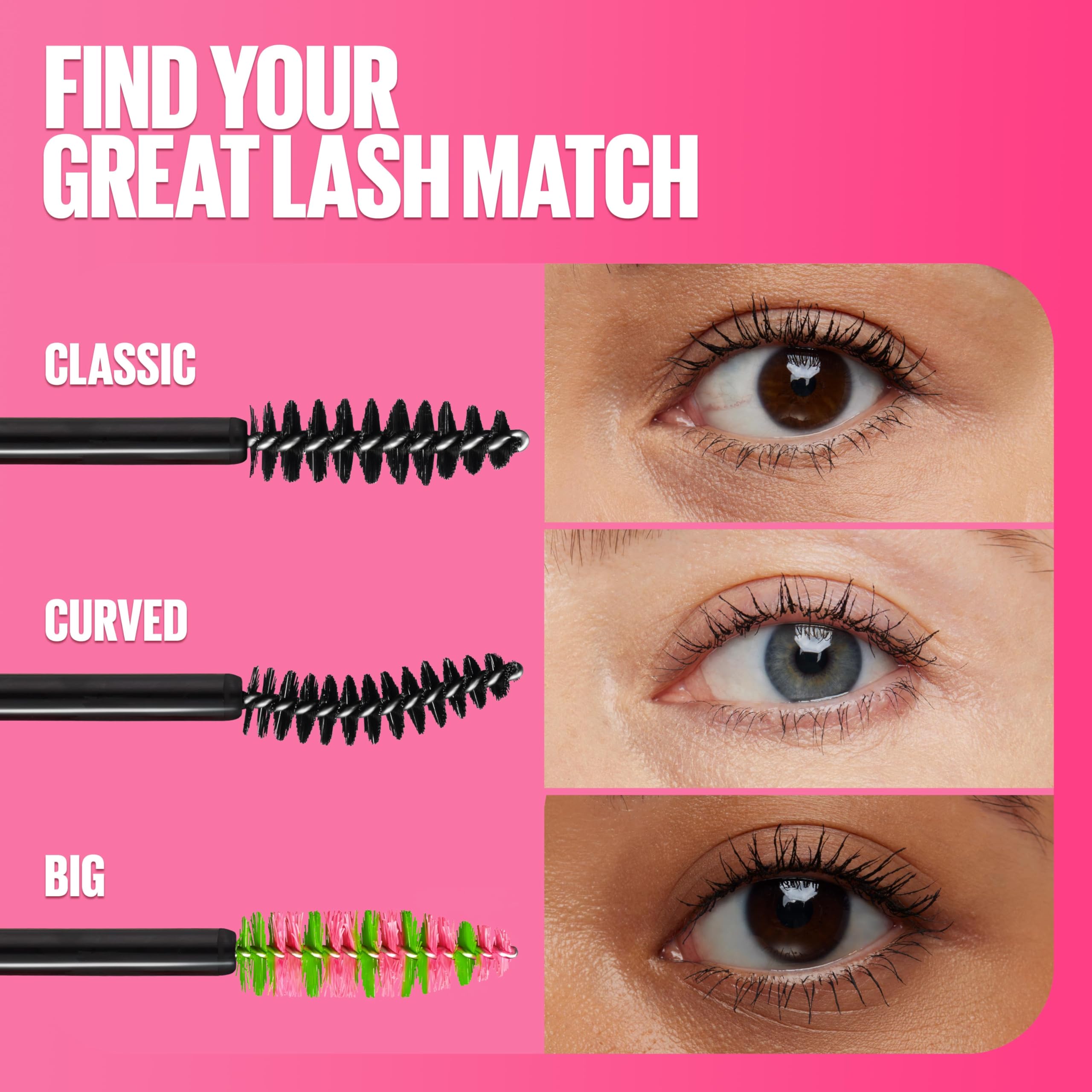 MAYBELLINE máscara de pestañas, prueba oftalmológica y segura para lentes de contacto.