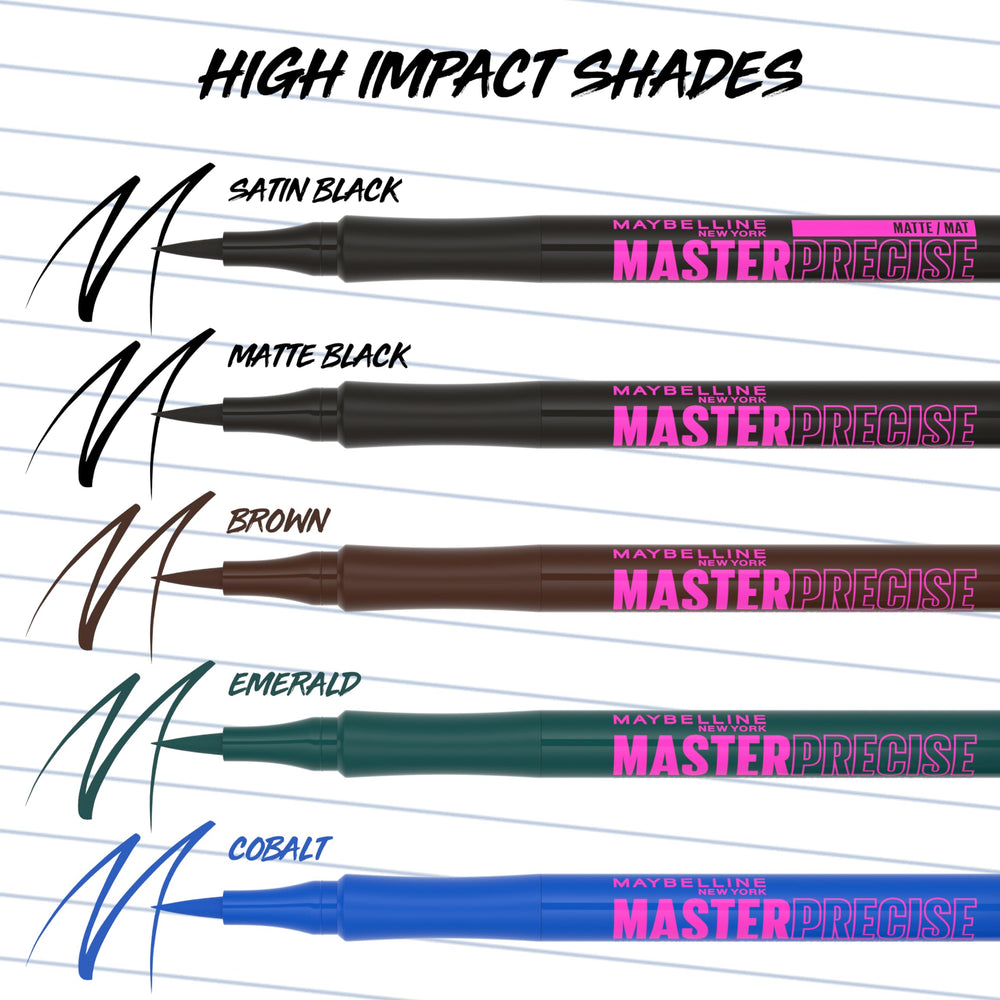 Maybelline Master Precise delineador líquido con duración de hasta 30 horas para un look prolongado.