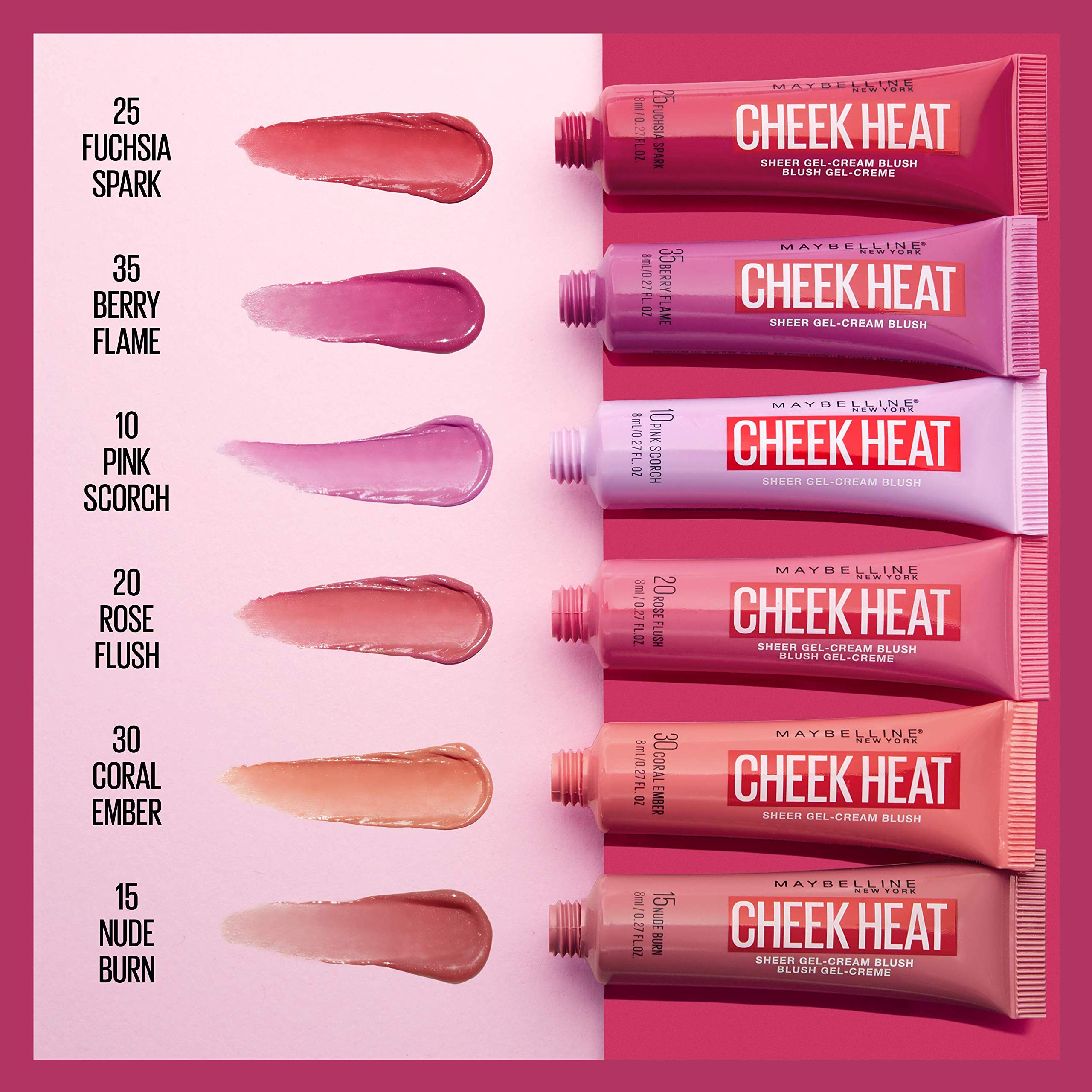 Rubor de Maybelline con acabado húmedo para un look fresco y natural.