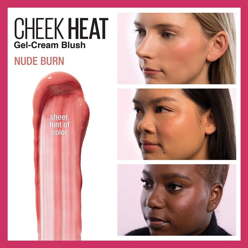 Textura gel-crema de Maybelline para un rubor ligero y cómodo de llevar.