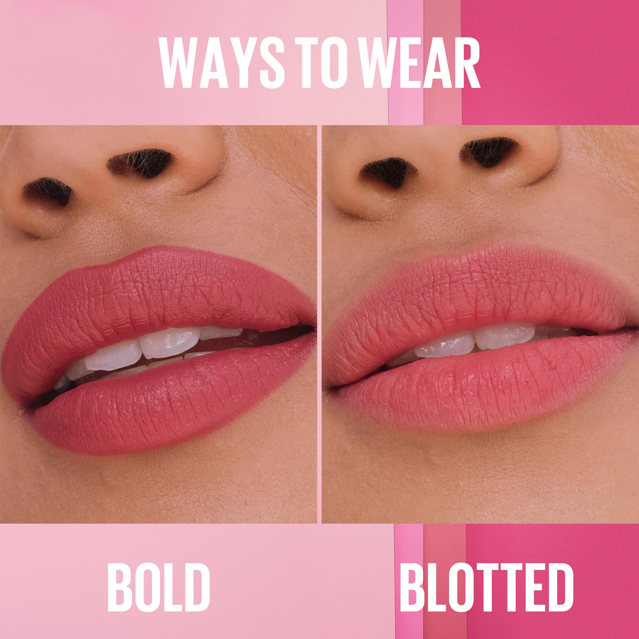 Maybelline Serum Lipstick paleta de 16 tonos satinados y mates.